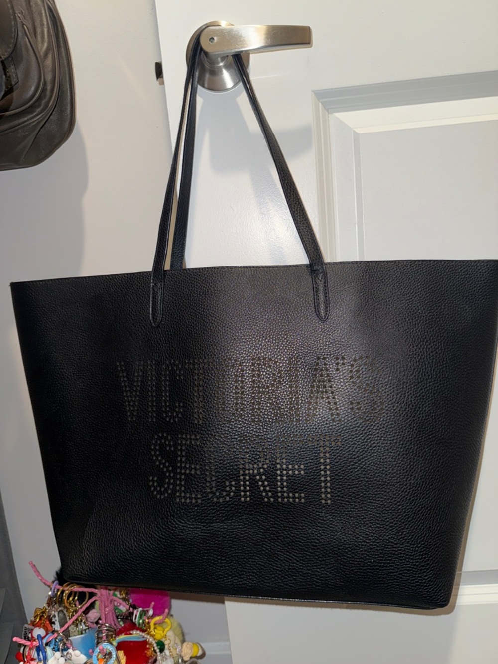 Victoria's Secret Black Perforated Logo Tote